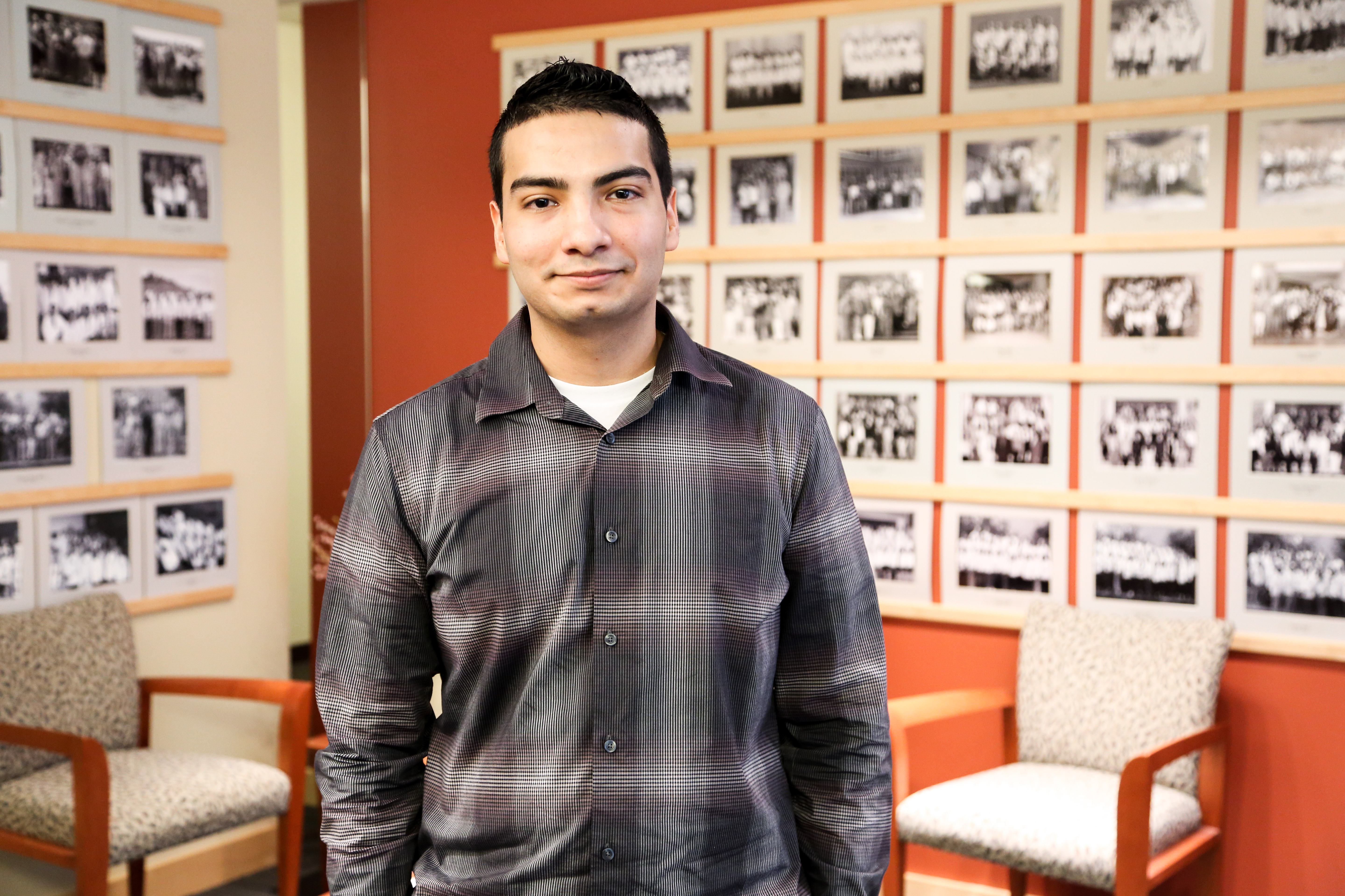 Photo of Simon Mendoza at the offices of MEDEX Northwest in Seattle.