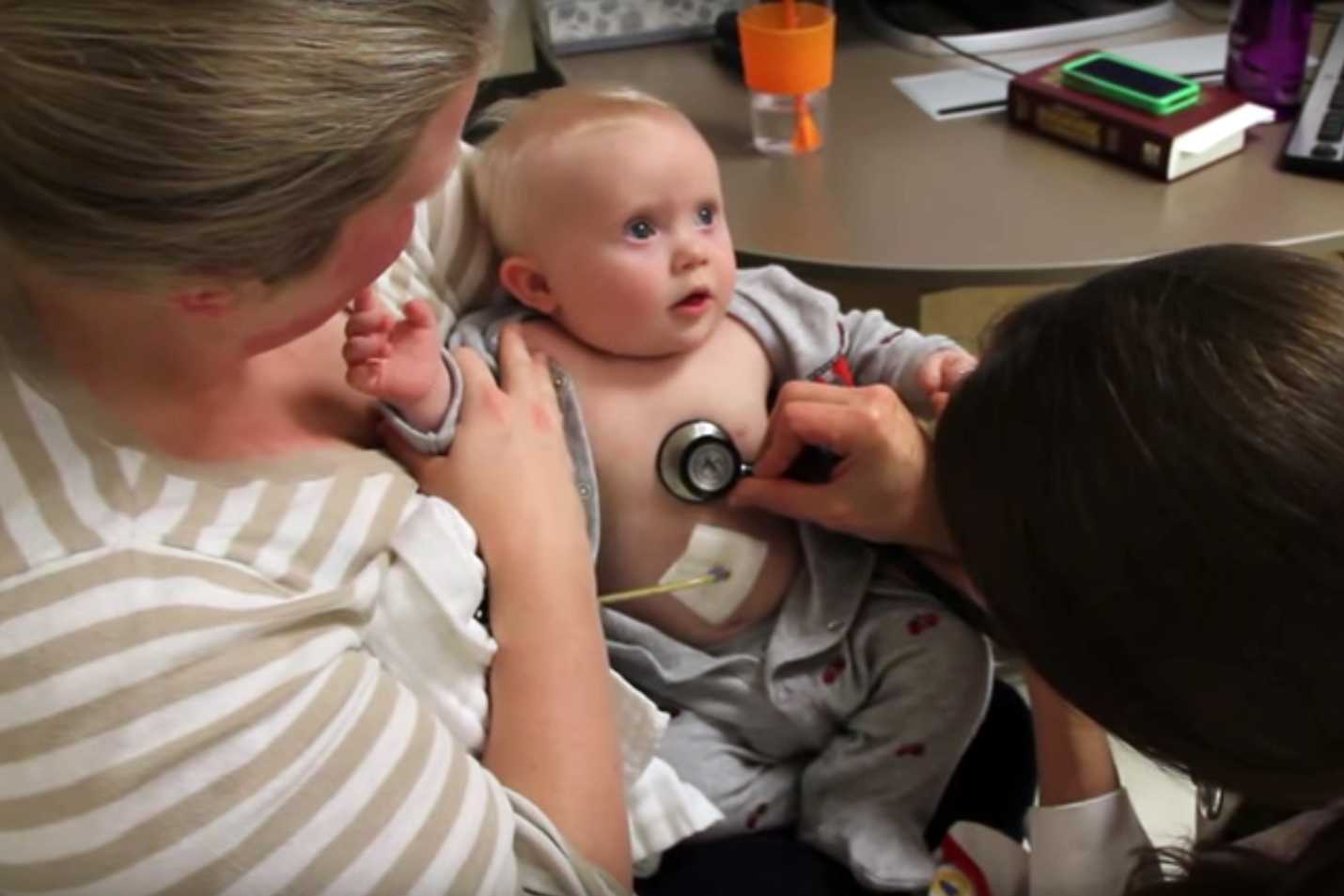 Baby getting its heart checked