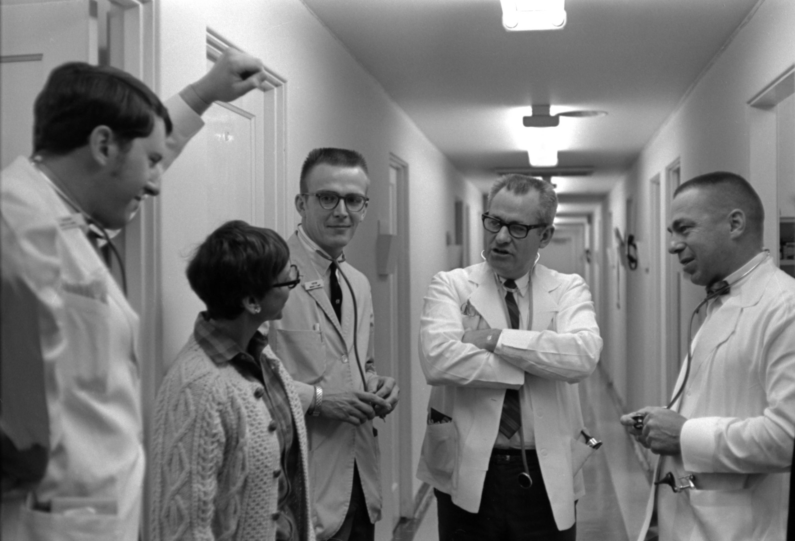 Photo of John Betz, Unidentified Nurse, Paul Synder,