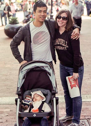 Amber with her husband and son.