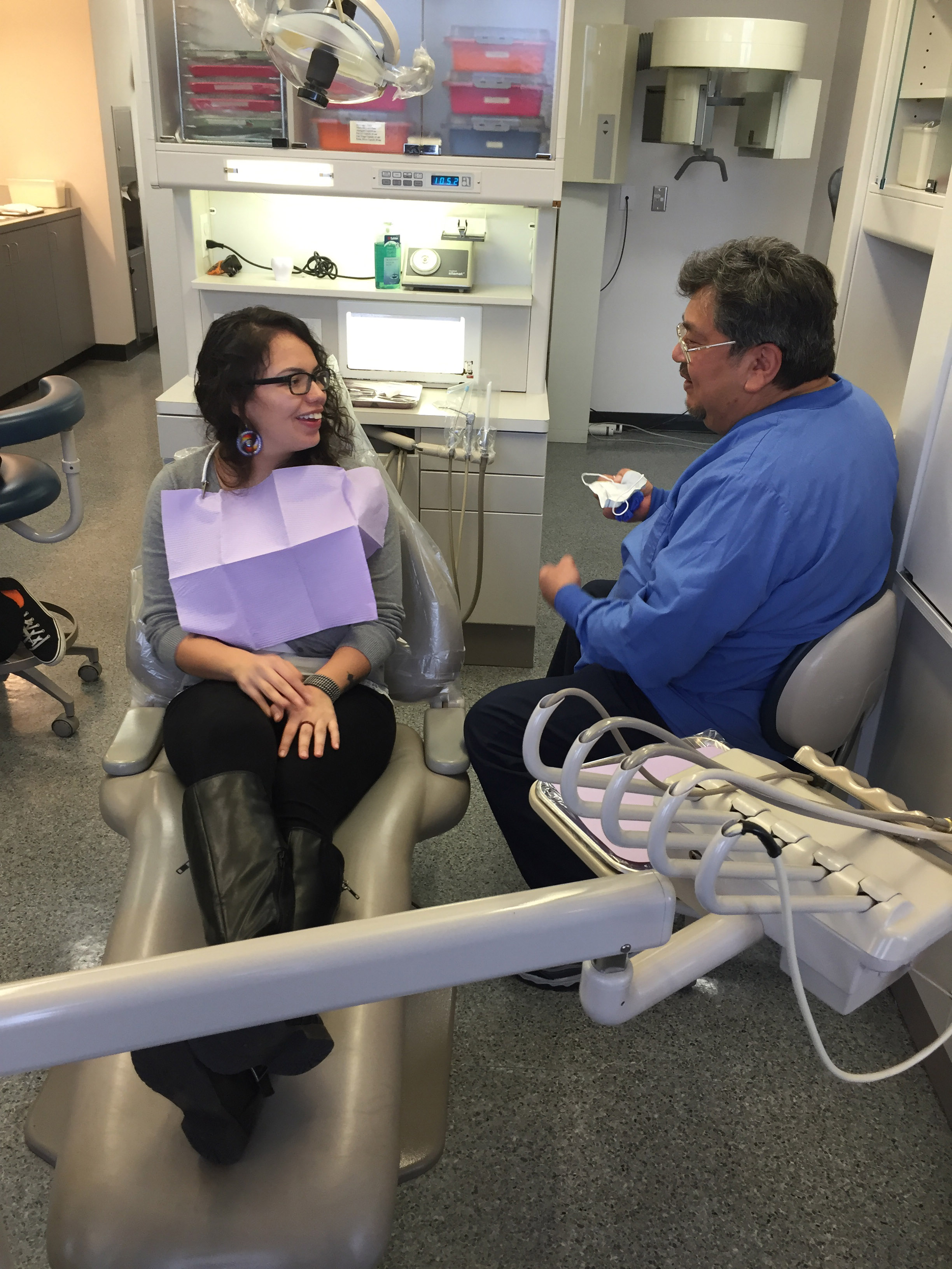 Alaska trained DHAT Dan Kennedy working with a patient in the Swinomish dental clinic.