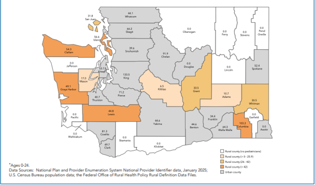 Thumbnail from the report showing the distribution of the state workforce for primary, behavioral health and obstetrical care