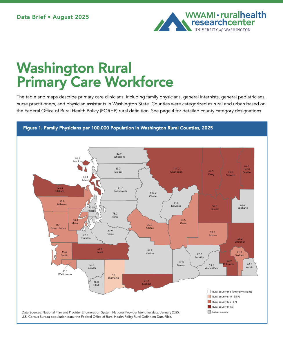 Thumbnail of a sample report brief featuring a county level overview of WA state